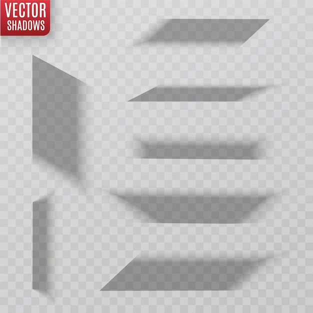 Vector shadows isolated Transparent shadow realistic illustration Page divider with transparent