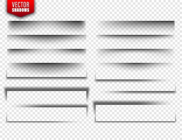 Vector shadows set page dividers on transparent background realistic isolated shadow vector