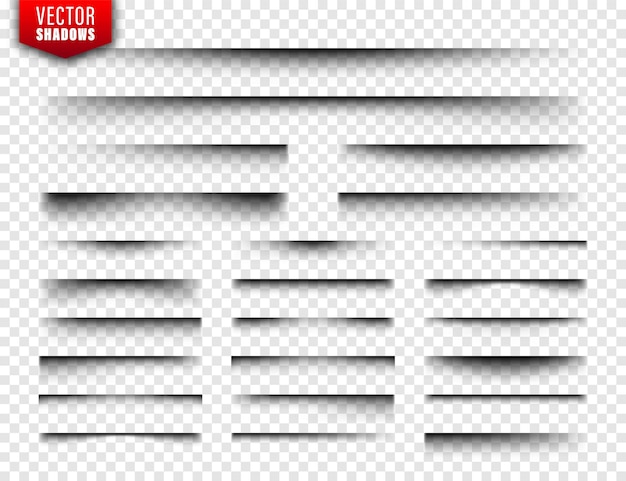 Vector shadows set page dividers on transparent background realistic isolated shadow vector