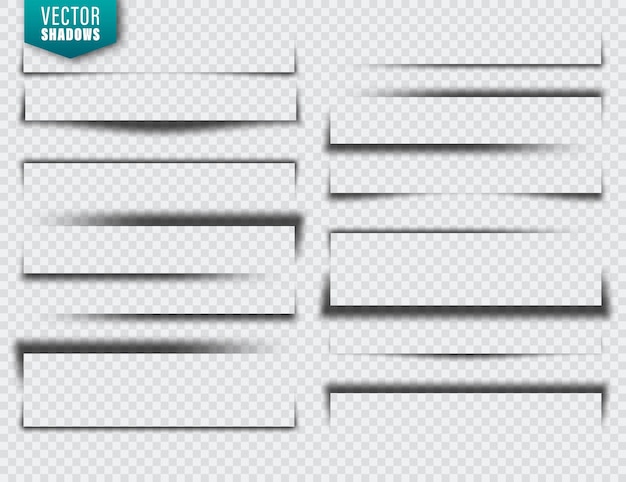 Vector shadows set page dividers on transparent background realistic isolated shadow vector