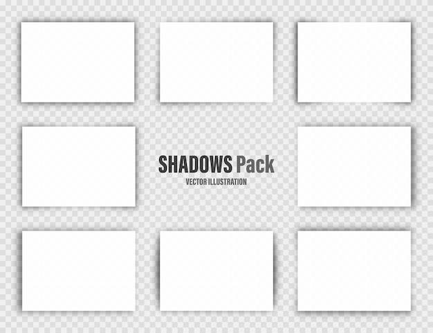 Vector vector shadows set page dividers on transparent background realistic isolated shadow and white blank