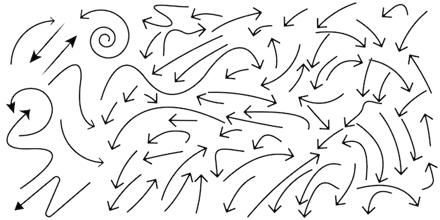 矢印のベクトル形の手描きのラインアートイラスト