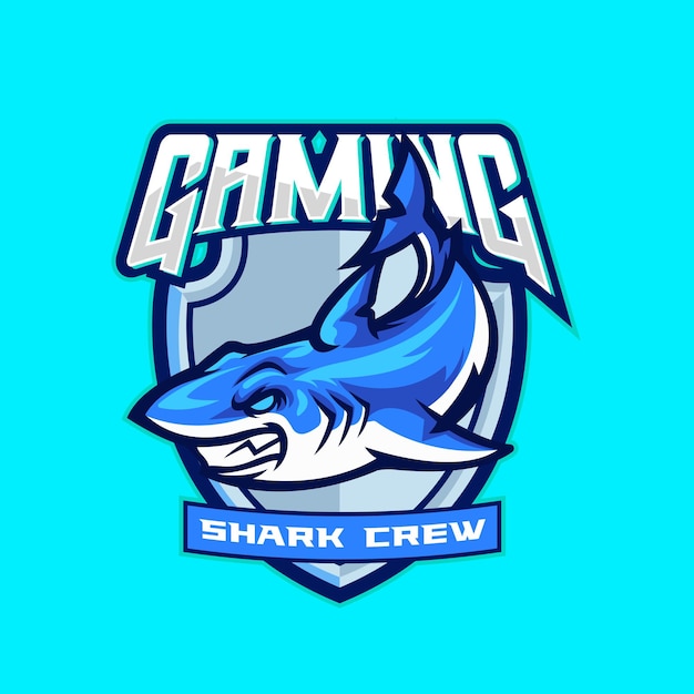 Шаблоны логотипа талисмана векторной акулы для спортивных и игровых команд изолированы