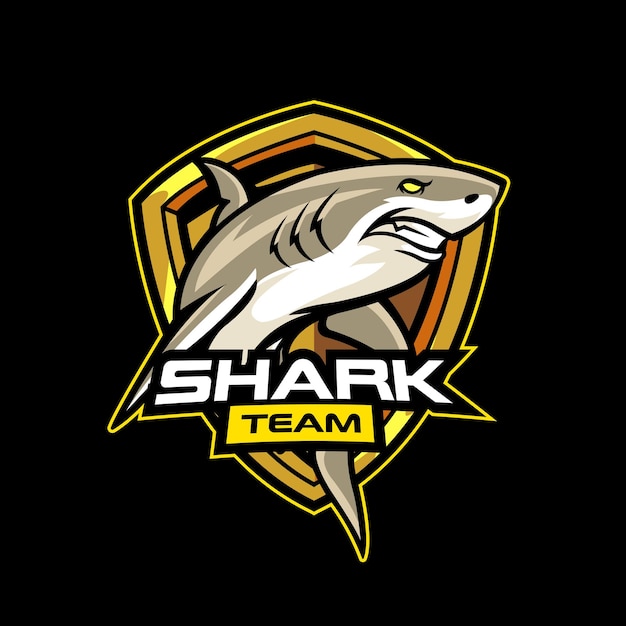 Vector shark mascot logo templates for sports and gaming team isolated