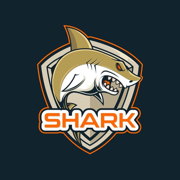 スポーツやゲームチームのためのベクターサメのマスコットロゴのテンプレート