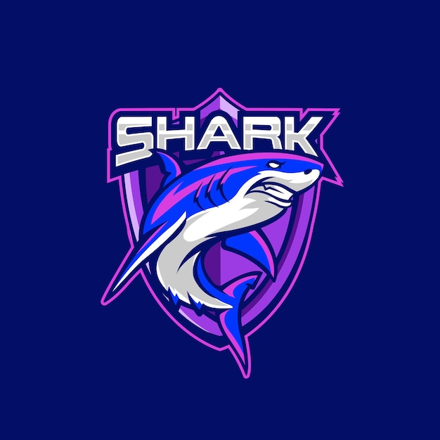 Vector shark mascot logo templates for sports and gaming team isolated