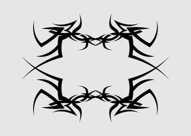 Vector vector sharp black symmetrical tribal tattoo motif