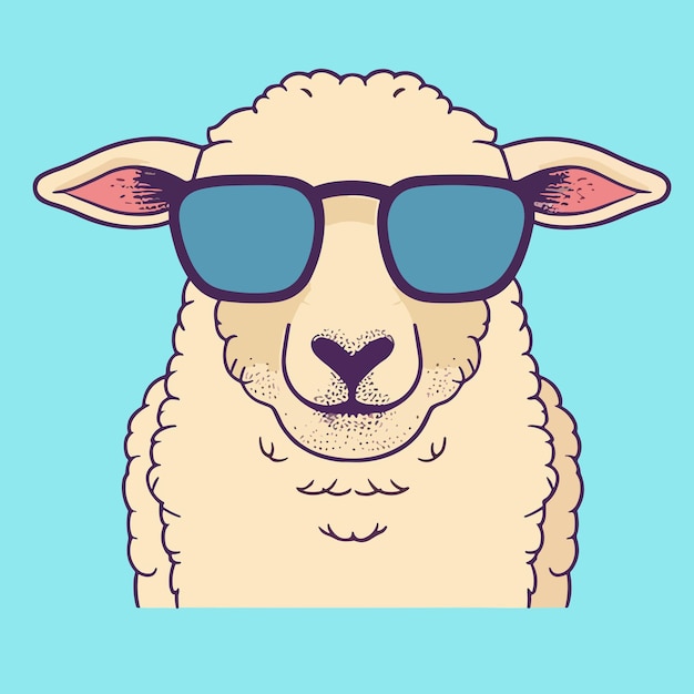 Vector vector of sheep wearing sunglasses