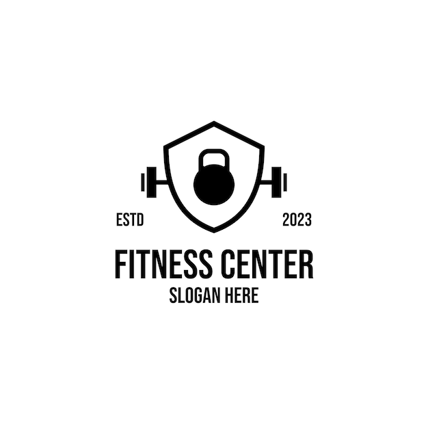 Vector shield fitness dumbbell for fitness gym logo design concept illustration idea