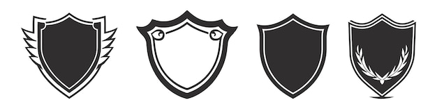 Icona dello scudo vettoriale scudi araldici etichette nere di sicurezza