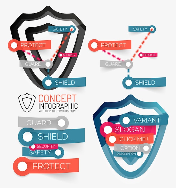 Vector shield protection infographic