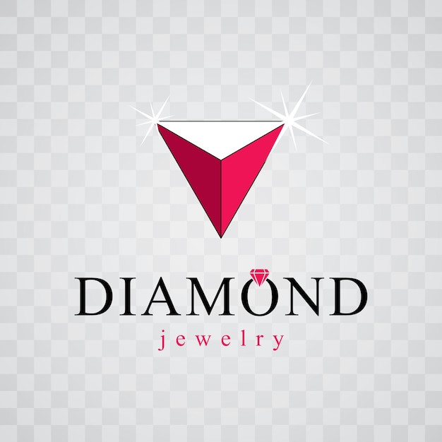 Vector shining gemstone design element. Luxury diamond sign emblem, logotype. Brilliant jewelry illustration.
