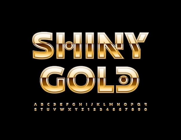 Vector Shiny Gold Alphabet set Creative luxury Font Premium style Letters and Numbers