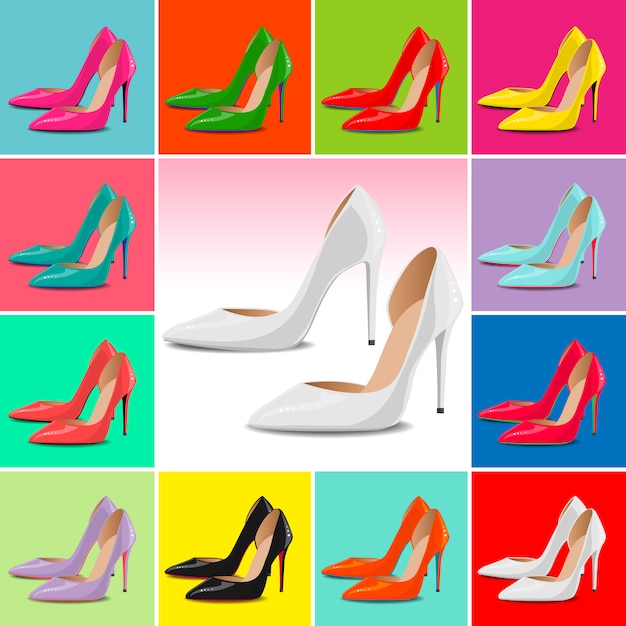 Vector vector shoes template, high heels