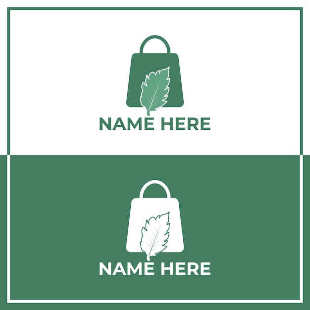 vector shopping bag leave logo design