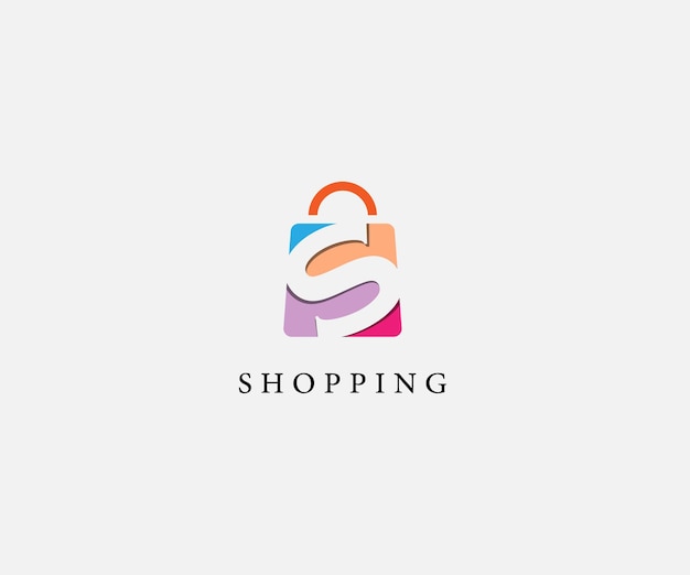 Borsa della spesa vettoriale con l'icona della lettera s shopping modelli di logo creative fast shop creative shopping