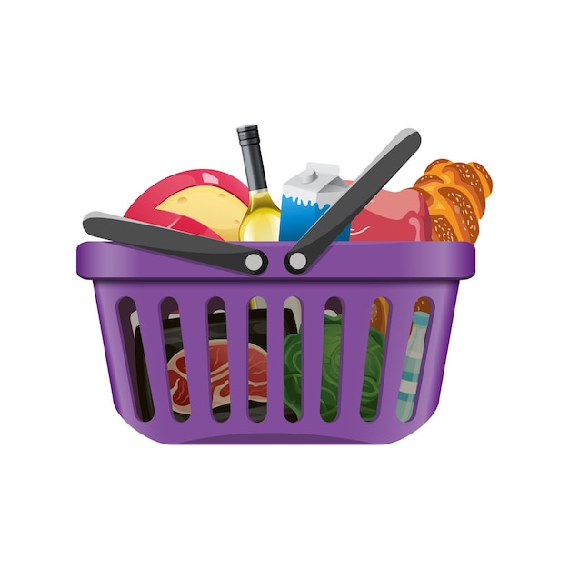 vector shopping cart with groceries6