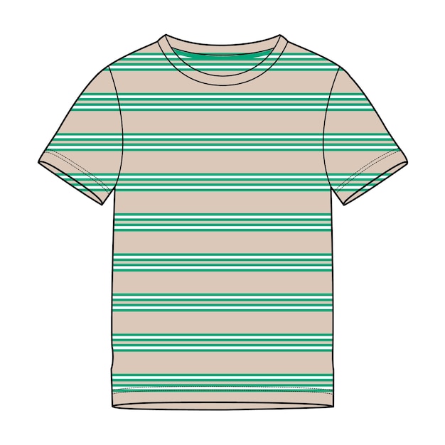 T-shirt vettoriale a maniche corte con modello di illustrazione vettoriale a strisce su tutta la superficie