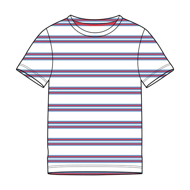 Vector vector short sleeve t shirt with all over strip vector illustration template