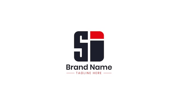 Vector SI logo ontwerp Zwart en rood IS brief IS brief logo ontwerp