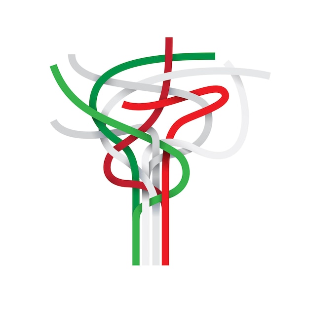 Segno vettoriale nodo astratto bandiera italiana e messicana