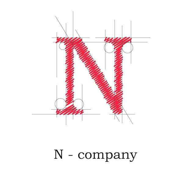 ベクトル記号デザイン文字 N