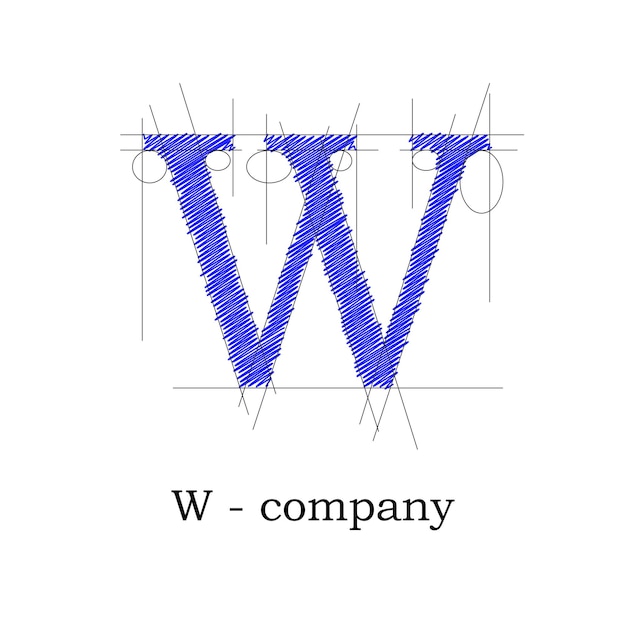 ベクトル記号デザイン文字 W