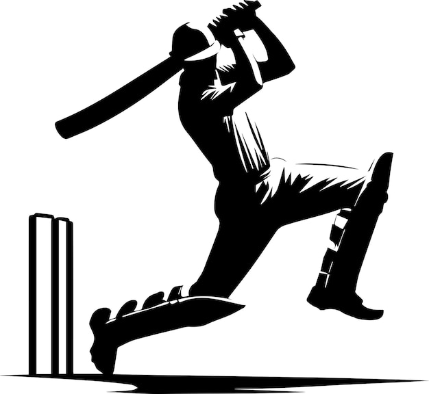 Vector silhouet van cricketspeler 11