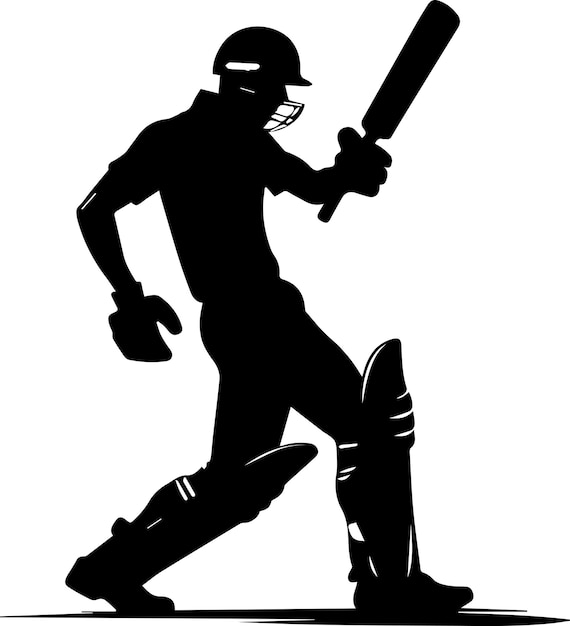 Vector silhouet van een cricketspeler 7