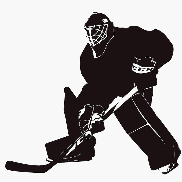 Vector vector silhouet van een hockey speler keeper tegen een witte achtergrond generatieve ai