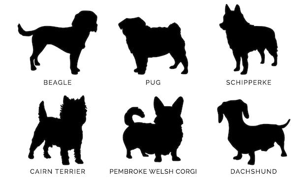 Vector vector silhouet van een hond op witte achtergrond