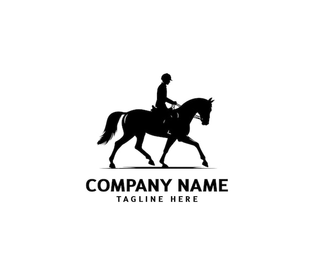 Vector silhouet van een man ruiter op paard logo Moderne paard met ruiter logo Cowboy Riding Horse