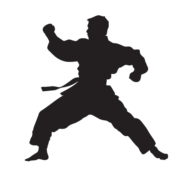 Vector silhouet van een vechtkunsten sportpersoon vlakke uitsnede icoon