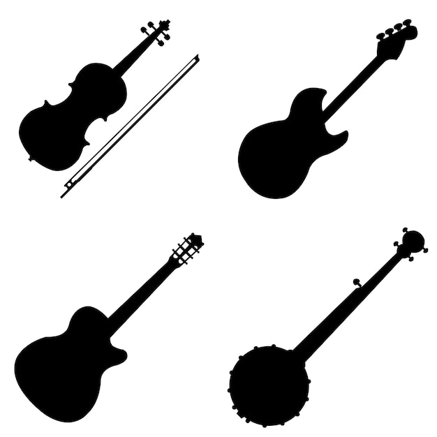 Vector vector silhouet van geplukt muziekinstrument illustratie achtergrond