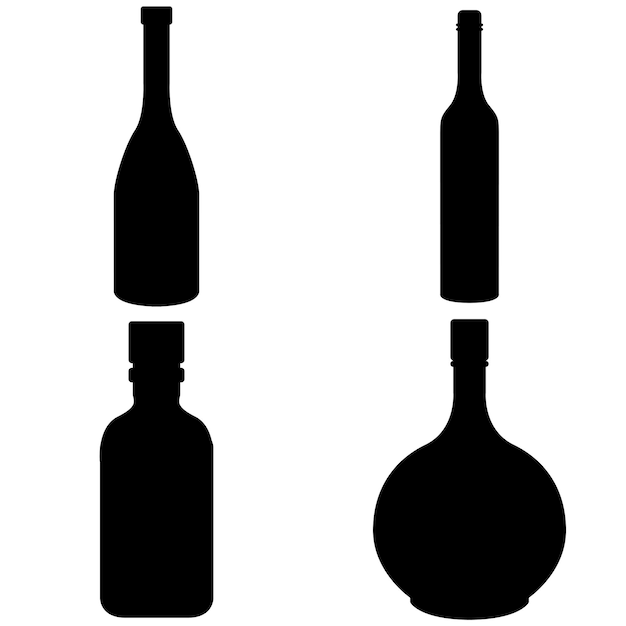 Vector vector silhouet van glazen fles illustratie achtergrond