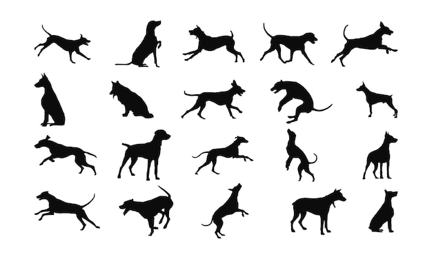 Vector silhouet van hond op witte achtergrond