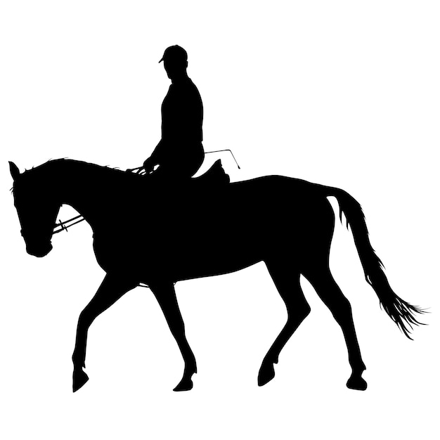 Vector vector silhouet van paard en jockey