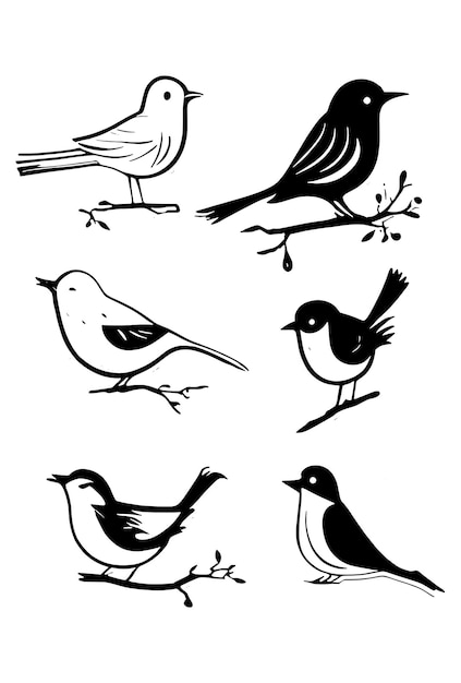Vector silhouet vogels op witte achtergrond Tattoo