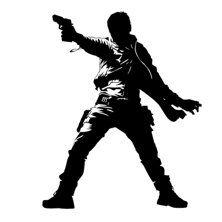Vector vector silhouette of a action figure