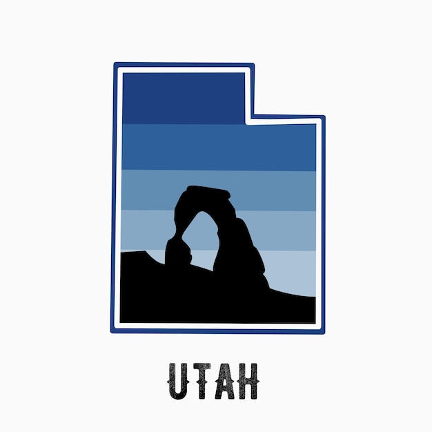 Vector vector of silhouette arches national park in utah perfect for printetc