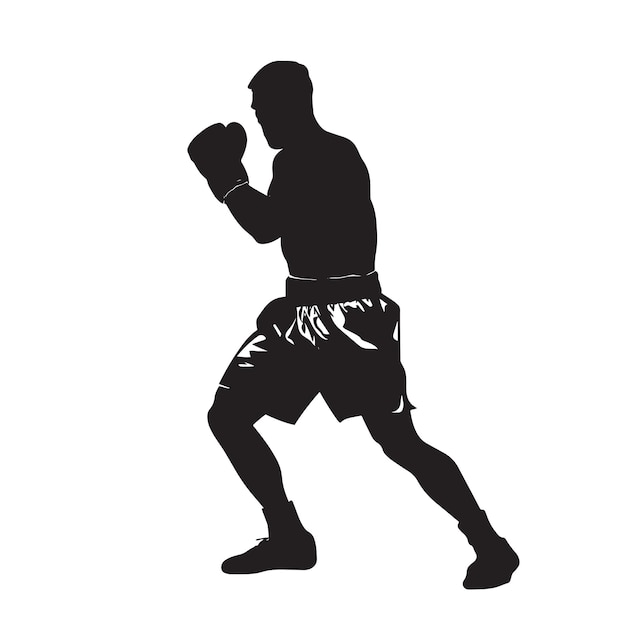 Vector silhouette of a boxer sports person flat cutout icon