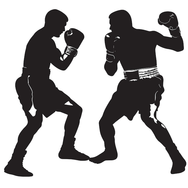 Vector vector silhouette of a boxer sports person flat cutout icon