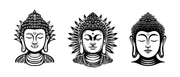 Vector silhouette of Buddha line drawing Sketch of meditating buddah statue Vector illustration