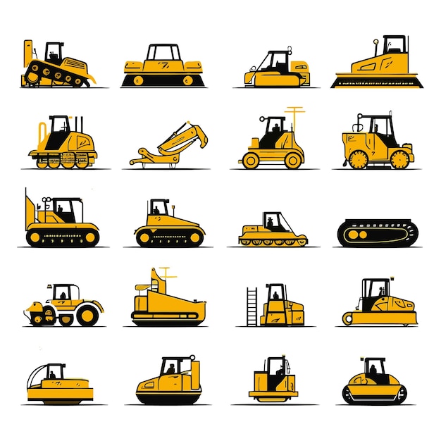 Vector silhouette of a bulldozer isolated background