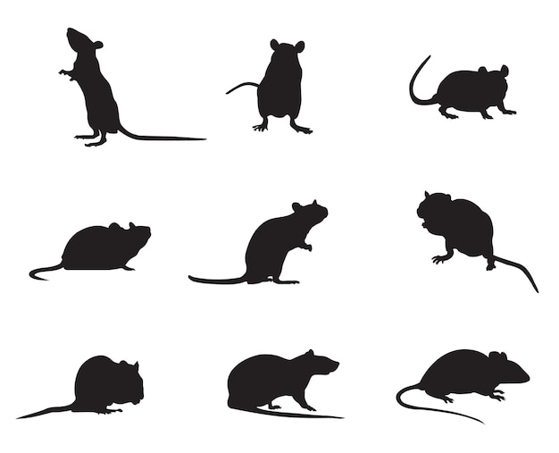 Vector a vector silhouette collection of mice for artwork compositions.