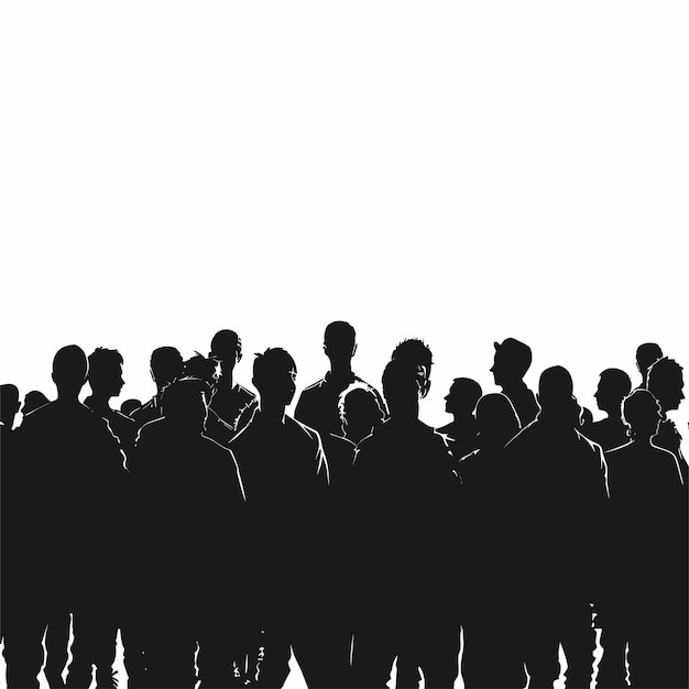 Vector vector silhouette of a crowd of people on a white background generative ai