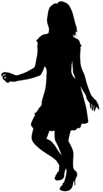 Vector silhouette of a dancing young woman Vector girl illustration