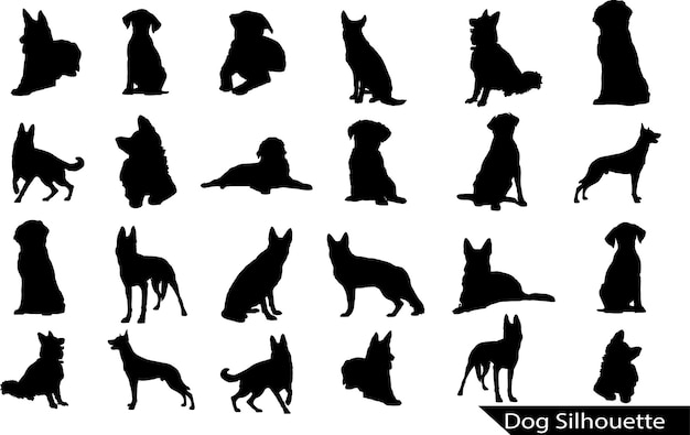 vector silhouette of dog on white background,black silhouette