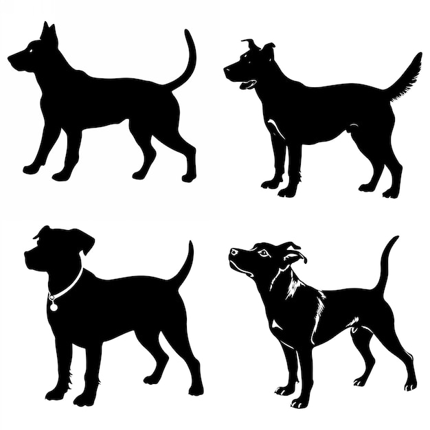 Vector vector silhouette of dog on white background