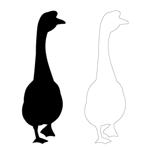 Vector silhouette of a duck